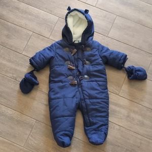 Fleece lined snow suit baby 3-6months navy blue